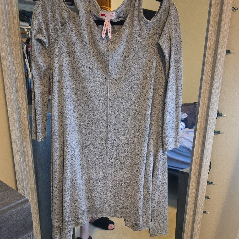 Gray Open Shoulder Dress